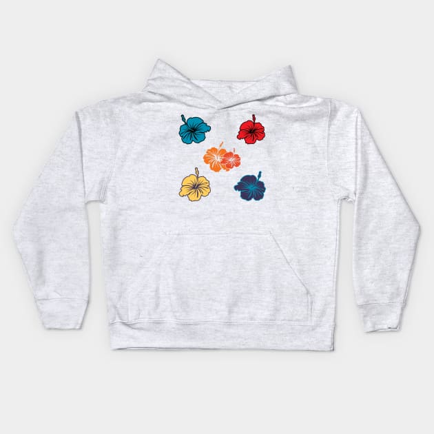 Colorful Hibiscus Kids Hoodie by SWON Design